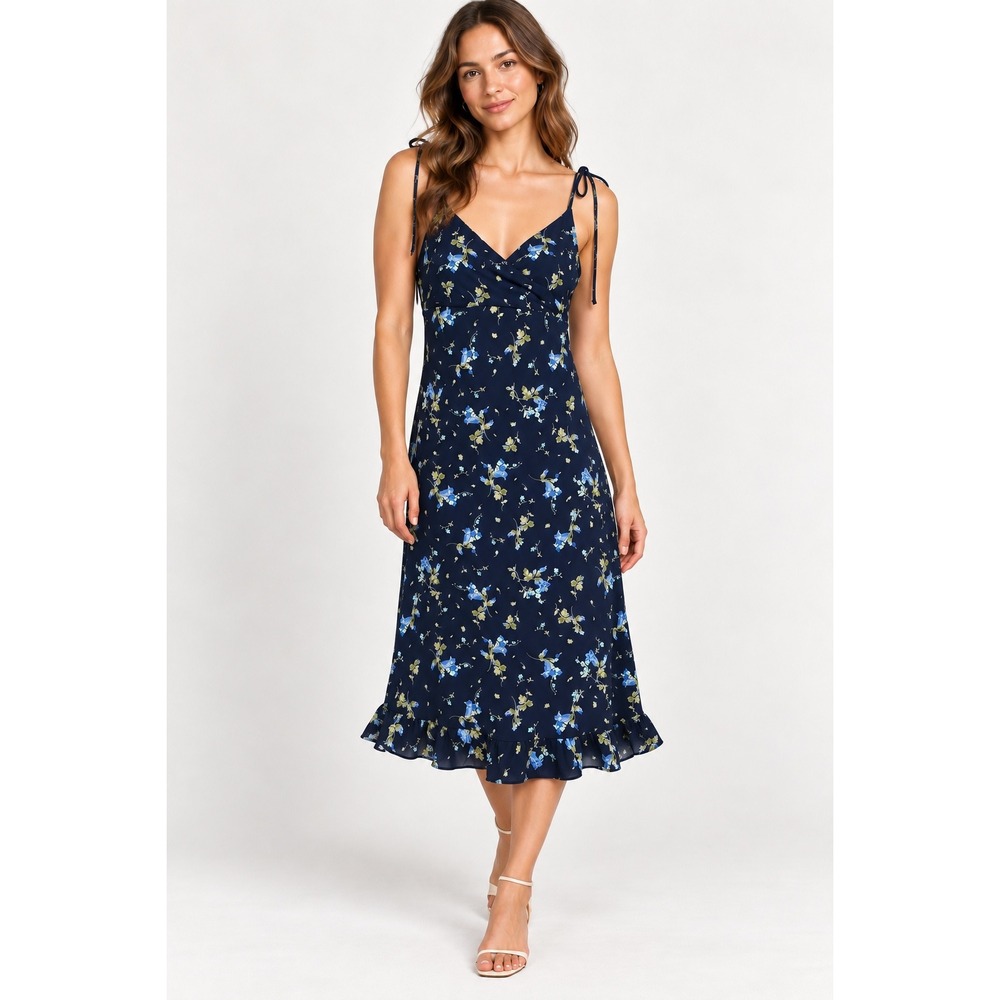 Vintage Y2K Express Babydoll Slip Dress Size M Blue Floral Fairy